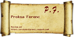 Proksa Ferenc névjegykártya